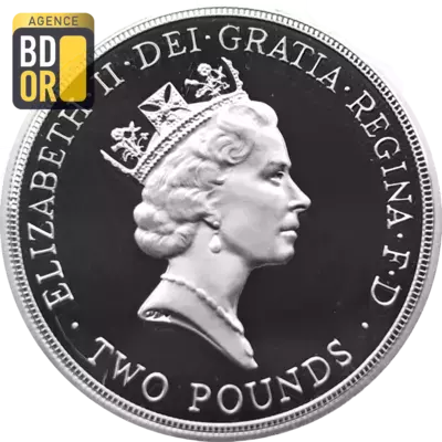 2 Pounds - Elizabeth II Bill of Right; Silver Proof Piedfort