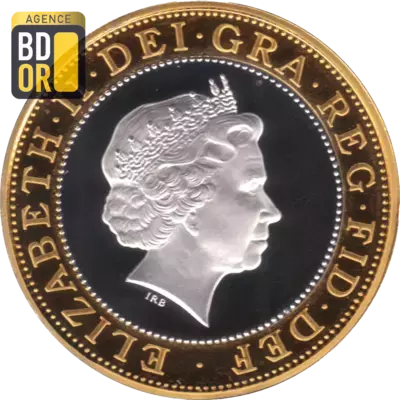 2 Pounds - Elizabeth II Rugby World Cup; Silver Holographic Proof Piedfort