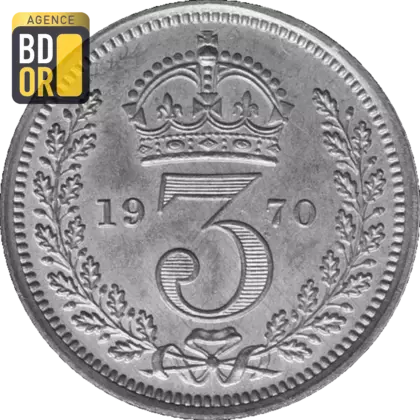 3 pence Elizabeth II maundy coinage, 1ère effigie