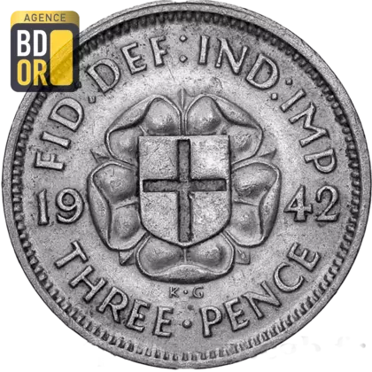 3 pence George VI type rose des Tudor