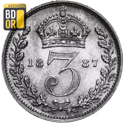 3 pence Victoria maundy coinage, effigie du jubilé