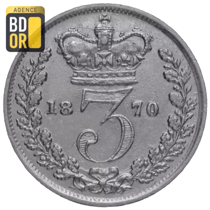 3 pence Victoria maundy coinage, 'young head'