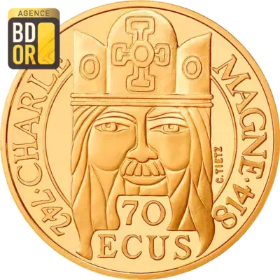 500 Francs Or Charlemagne 1990