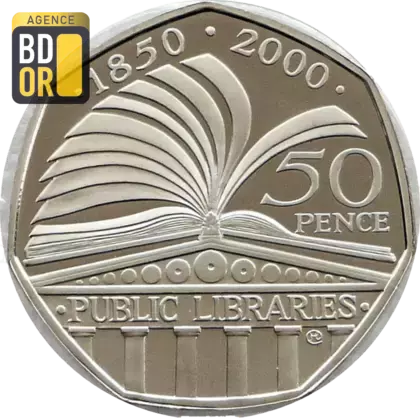 50 pence Bibliothèques publiques argent