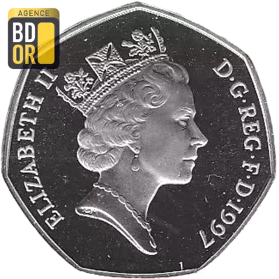50 pence Elizabeth II 3e effigie, petit module, argent
