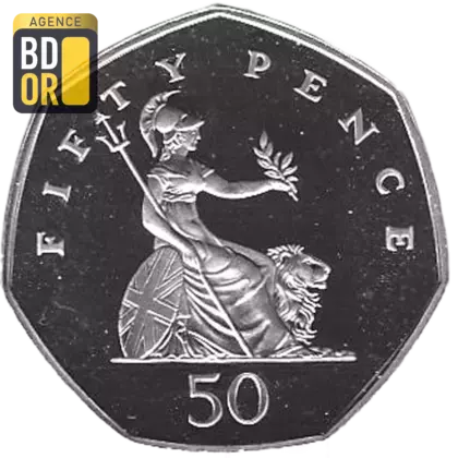 50 pence Elizabeth II 3e effigie, petit module, argent