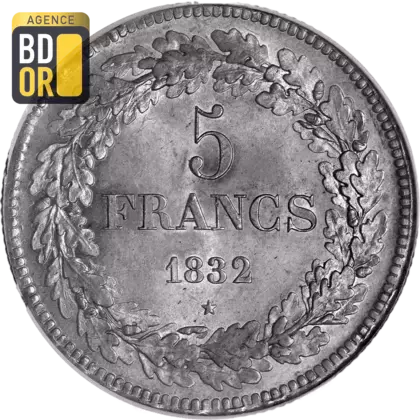 5 francs Léopold Ier Tête Laurée 1832-1849