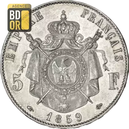 Pièce de monnaie : Second-Empire-5 francs or Napoléon III tête laurée 1863 Paris Pièce de monnaie : Second-Empire-5 francs or Napoléon III tête laurée 1863 Paris