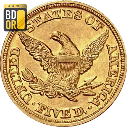 5 $ Or Liberty sans devise