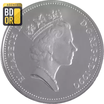5 pence Elizabeth II 3e effigie, argent, grand module