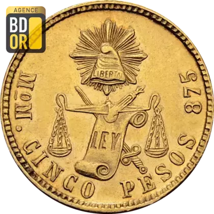 5 Pesos Or 1870 à 1905