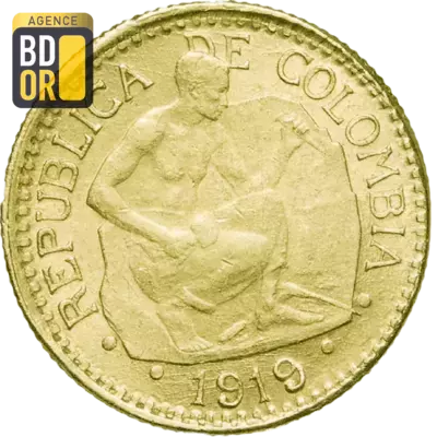 5 Pesos Or Colombie 1913 Ã  1919 