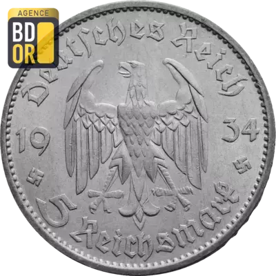 5 Reichsmark (Eglise de la garnison de Potsdam), 1934-1935