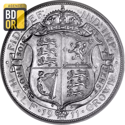 Demi couronne George V 1ère effigie, argent