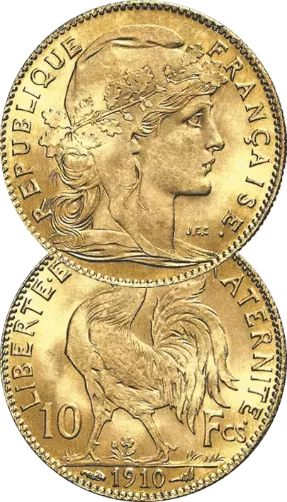 Pièce d'or 10 Francs Coq Marianne Pièce d'or 10 Francs Coq Marianne