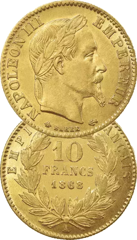 Pièce d'or 10 Francs Napoléon Lauré Pièce d'or 10 Francs Napoléon Lauré