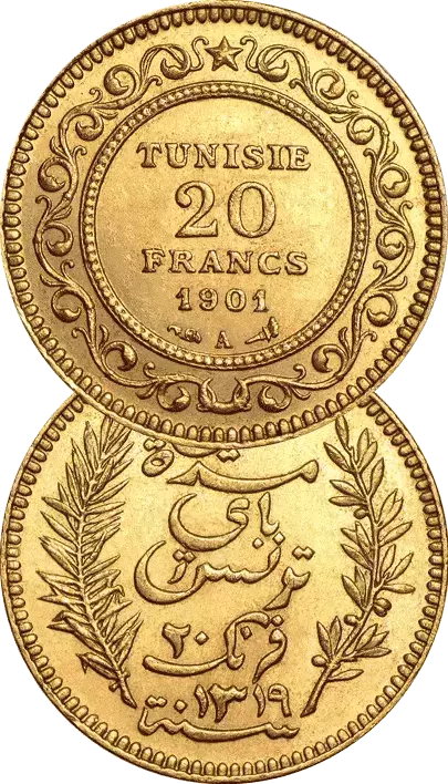 Pièce d'or 20 Francs Tunisie