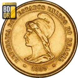 10000 Reis Or Brésil 1889 à 1922