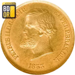 10000 Reis Or Pedro II  Brésil 1853 à 1889