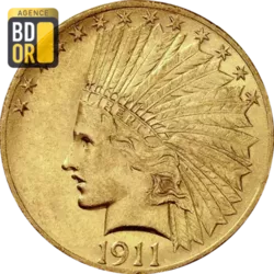 10$ Or Tête d'Indien Avec Devise