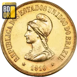 20 000 Reis Or Brésil 1889-1922
