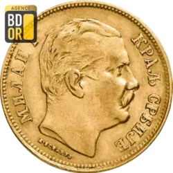 20 Dinars Or Milan Ier 1882