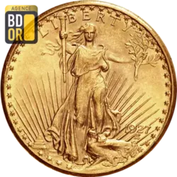 20$ Or Saint-Gaudens avec devise