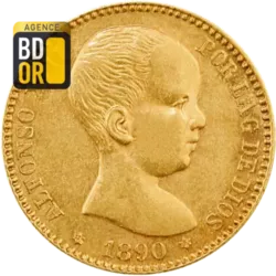 20 Pesetas Or 1887 à 1890