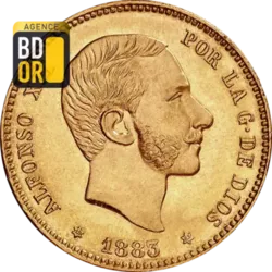 25 Pesetas Or 1881 à 1885