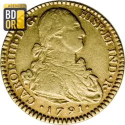 2 Escudos Or Carlos IV Colombie 1791-1806