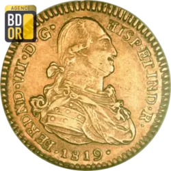 2 Escudos Or  Ferdinand VII Colombie 1808-1819