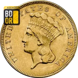 3 $ Or Tête de princesse Indienne