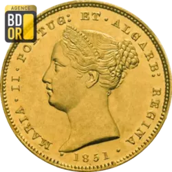 5000 Reis Or Maria II 1851