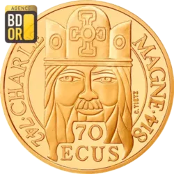 500 Francs Or Charlemagne 1990