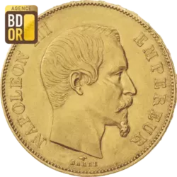 50 Frs Or Napoléon III Tête Nue