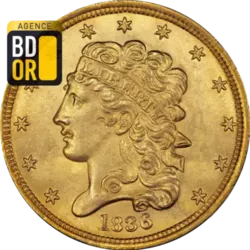 5 $ Or Classique 1834 à 1838