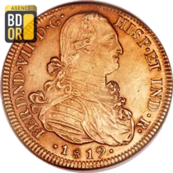 8 Escudos Or Ferdinand VII Colombie 1828-1820