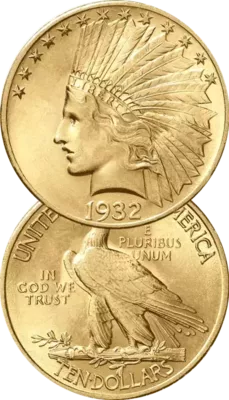 Pièce d'or 10 Dollars Tête d'Indien