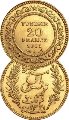 Pièce d'or 20 Francs Tunisie Pièce d'or 20 Francs Tunisie